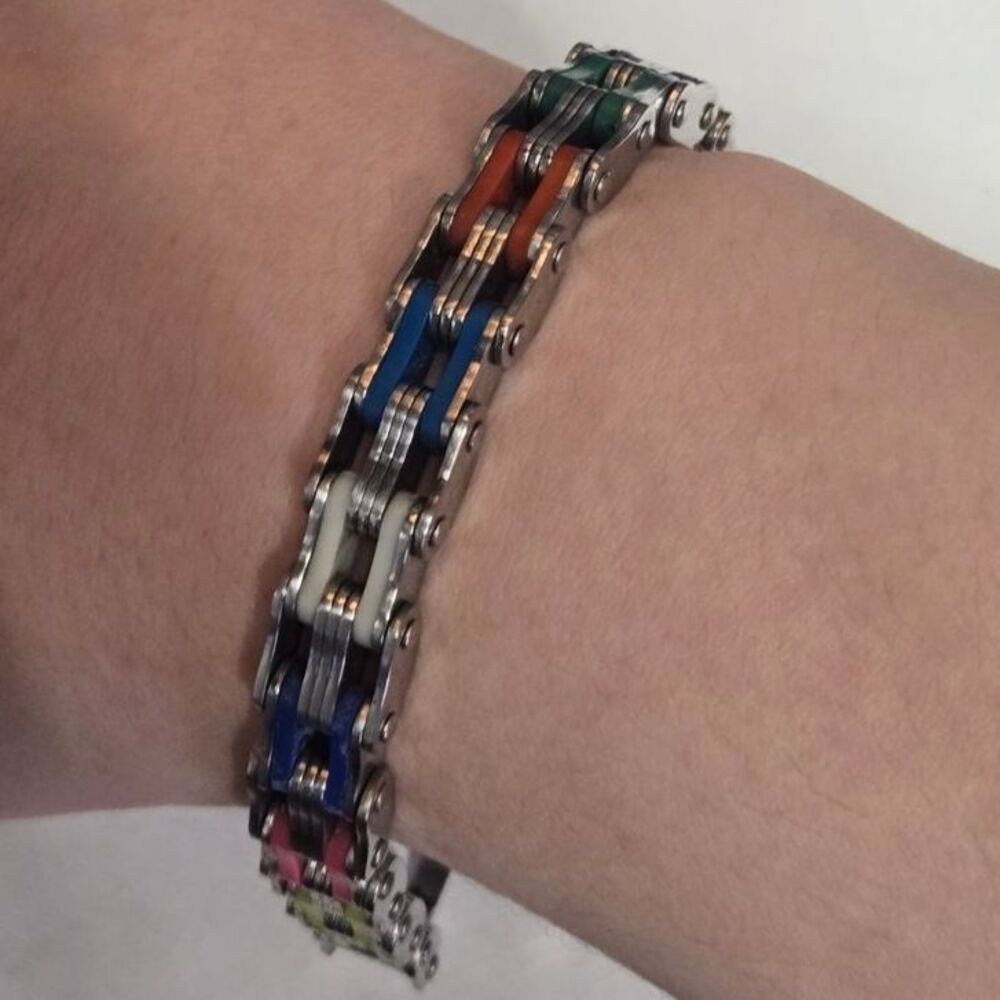 Rainbow PRIDE Bike Chain Bracelet Stainless STEEL
